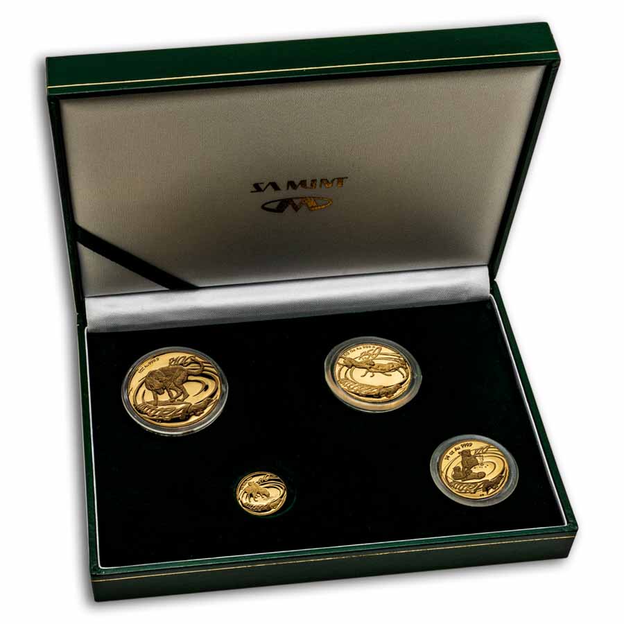 2002 South Africa 4-Coin Gold Natura Cheetah Proof Set (Dmg. Cap
